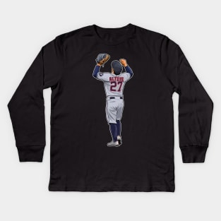 Jose Altuve #27 Celebrates Win Kids Long Sleeve T-Shirt